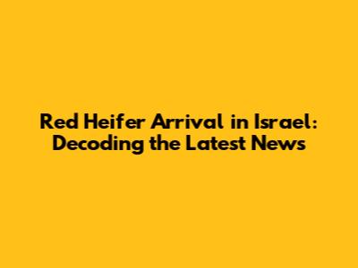 Red Heifer Arrival in Israel: Decoding the Latest News