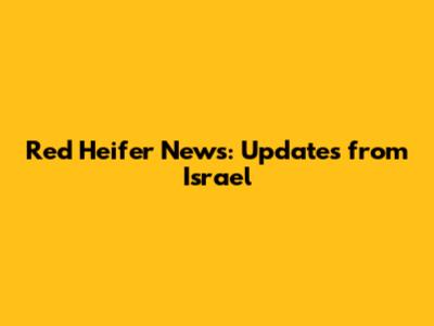 Red Heifer News: Updates from Israel