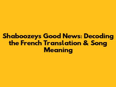 Shaboozey's "Good News": Decoding the French Translation & Song Meaning