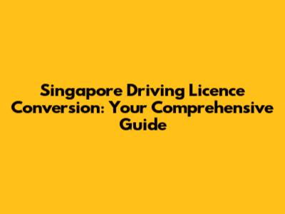 Singapore Driving Licence Conversion: Your Comprehensive Guide