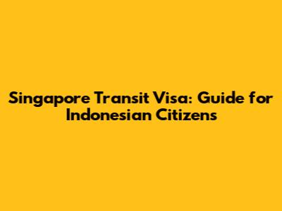Singapore Transit Visa: Guide for Indonesian Citizens