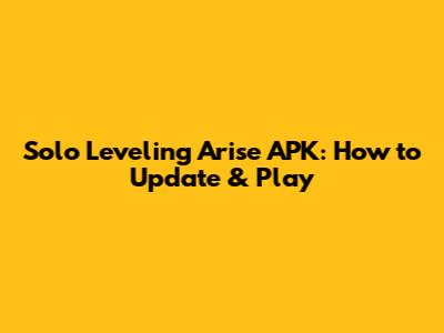 Solo Leveling Arise APK: How to Update & Play