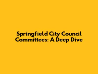Springfield City Council Committees: A Deep Dive