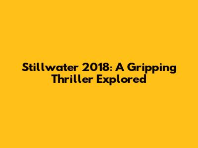 Stillwater 2018: A Gripping Thriller Explored
