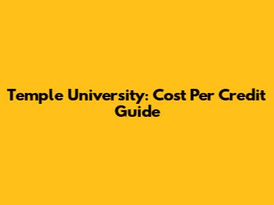Temple University: Cost Per Credit Guide