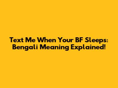 Text Me When Your BF Sleeps: Bengali Meaning Explained!
