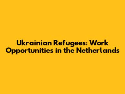 Ukrainian Refugees: Work Opportunities in the Netherlands
