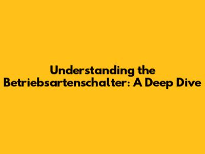 Understanding the Betriebsartenschalter: A Deep Dive