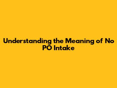 Understanding the Meaning of 'No PO Intake'