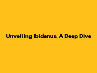 Unveiling Ibidenu's: A Deep Dive