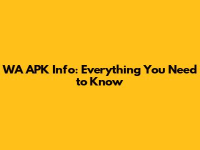 WA APK Info: Everything You Need to Know