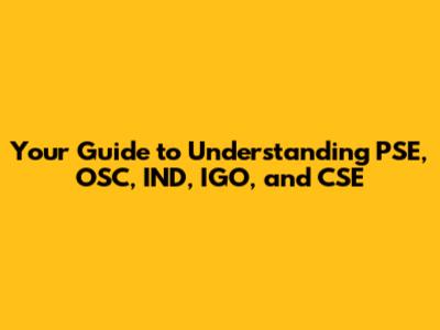 Your Guide to Understanding PSE, OSC, IND, IGO, and CSE