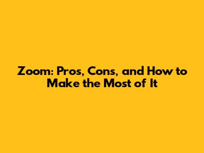 Zoom: Pros, Cons, and How to Make the Most of It