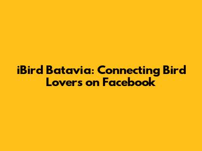 iBird Batavia: Connecting Bird Lovers on Facebook